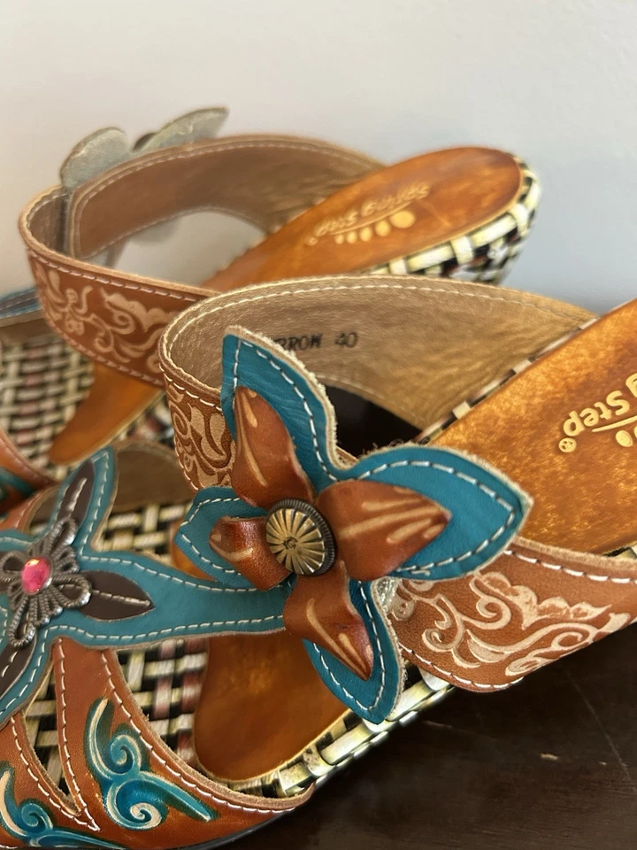 Spring Step Durrow Boho Chic Leather Floral Sandal Shoe Size US 9.5 EURO 40 New - Image 4 of 4