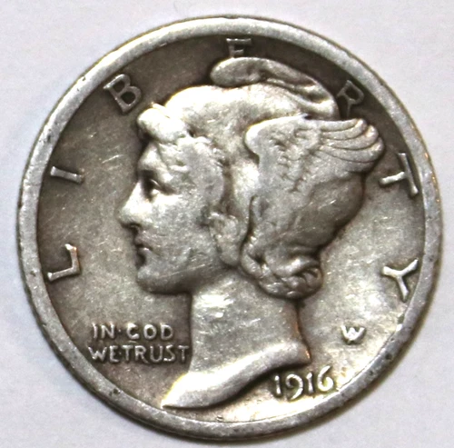 1916-P Mercury Dime - Very Fine - #2097ED - FREE SHIPPING