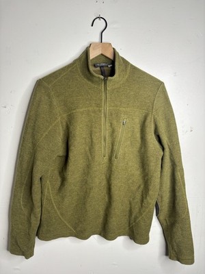 Ibex Wool Half Zip Pullover Shirt Sweater Green Small
