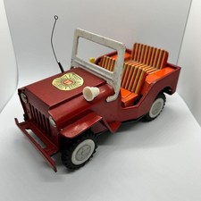 Vintage Japanese Tin Toy Car Jeep Battery Operated Showa Era