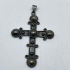 Vintage 925 Mexican Sterling Silver Cross Pendant Taxco TA-25 Rope 23g — photo 1