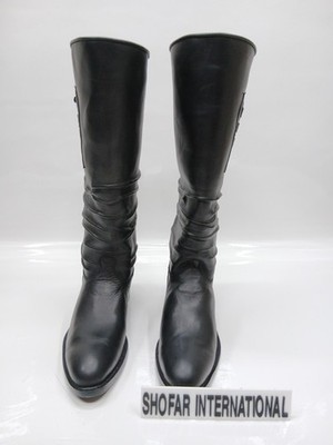 Men's Black Leather Fashionable Riding Equestrian Long Boots High Quality M