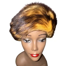 Vintage Sable Mink Real Fur Hat Women's Brown Gold Ombre Winter Luxury Glamour