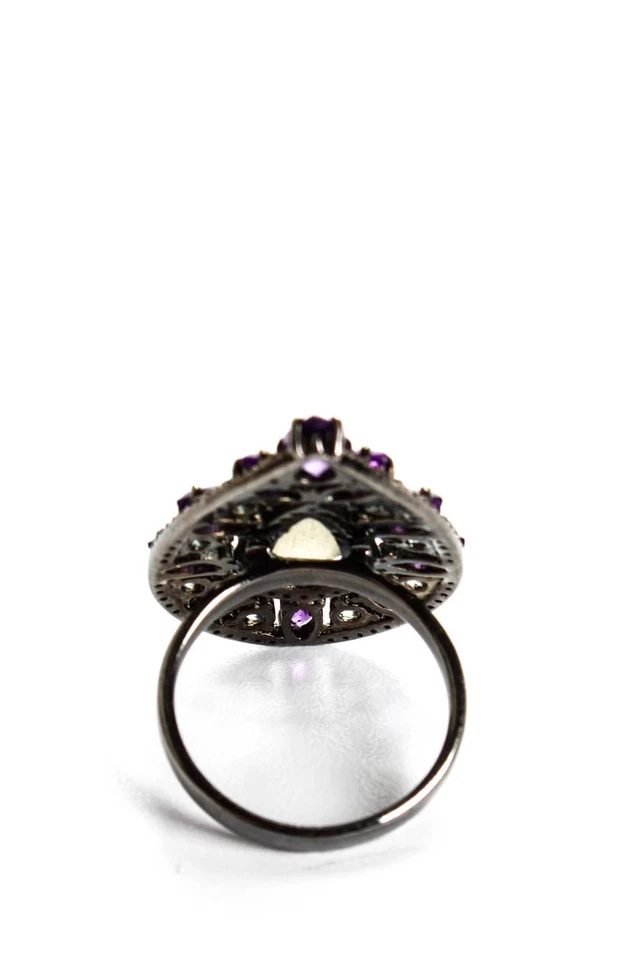 Anillo lágrima espinela amatista amatista labradorita plata esterlina púrpura rarezas para mujer Foto 3 de 3