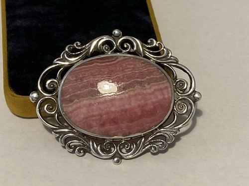 Enorme spilla vintage David Scott Walker in argento sterling e rodocrosite (1994) - Foto 10 di 11