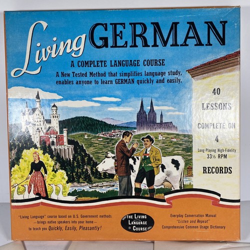 Boxed Living German A Complete Language Course Vinyl Records 40 Lessons 1956 - Picture 2 of 7