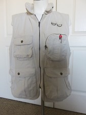 Vtg Banana Republic Safari Travel Full Zip Hood Vest Fishing Photo Small