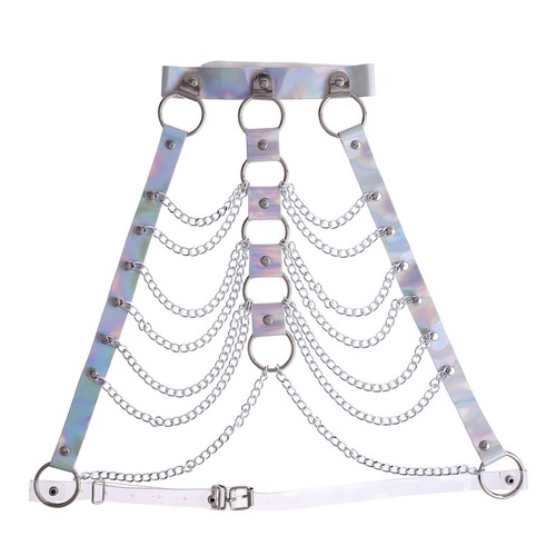 Damen Body Leder Harness Kette Quaste Brustgürtel Käfig BH Büste Goth Gürtel Club - Bild 5 von 63