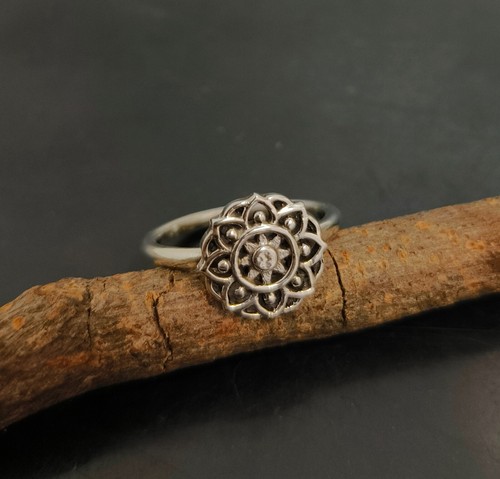Solid 925 Sterling Silver Flower Design Handmade Ring Jewelry S US 6 N-21 - Picture 5 of 11