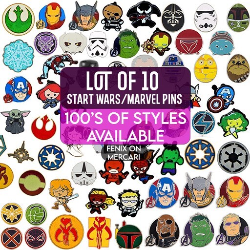 10x Marvel Avengers & Star Wars Themed Disney Park Trading Pins