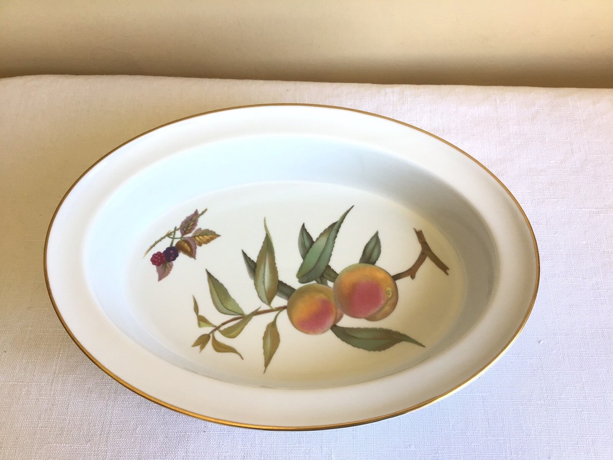 Vtg Lot Of 2 Royal Worcester England Bone China Evesham Oval