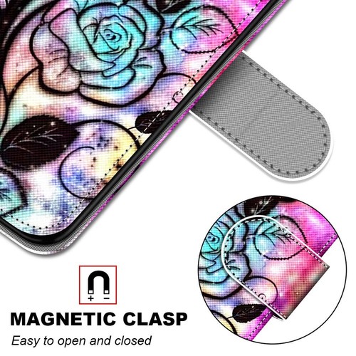For Various Phone Flower Painting Wallet Case Card Pocket Flip Stand Cover Girls - Picture 6 of 12
