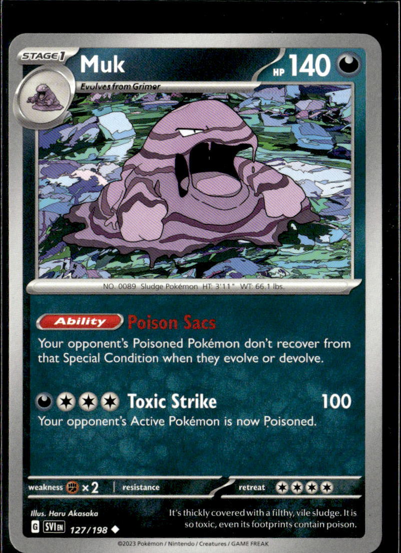 Pokemon Muk 127/198 Scarlet Violet Base Non Holo Uncommon 2 Card Lot