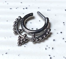 1pc Beaded Collar Septum Clicker 316L Surgical Steel 14g Nose Ring- Body Jewelry