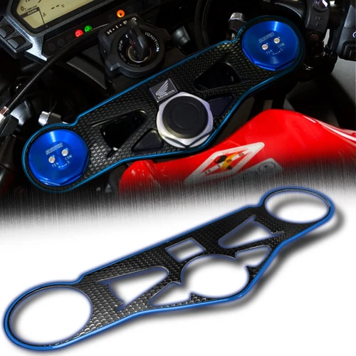 Handle Yoke Cover Sticker Chrome Blue/Black 08-15 Honda CBR 1000 RR Fireblade - Picture 2 of 5