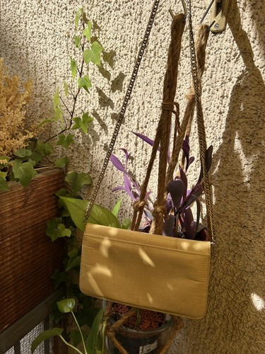 Mini Tasche 60er Jahre echte Schlange hell gelb, Hardware gold - Bild 3 von 8