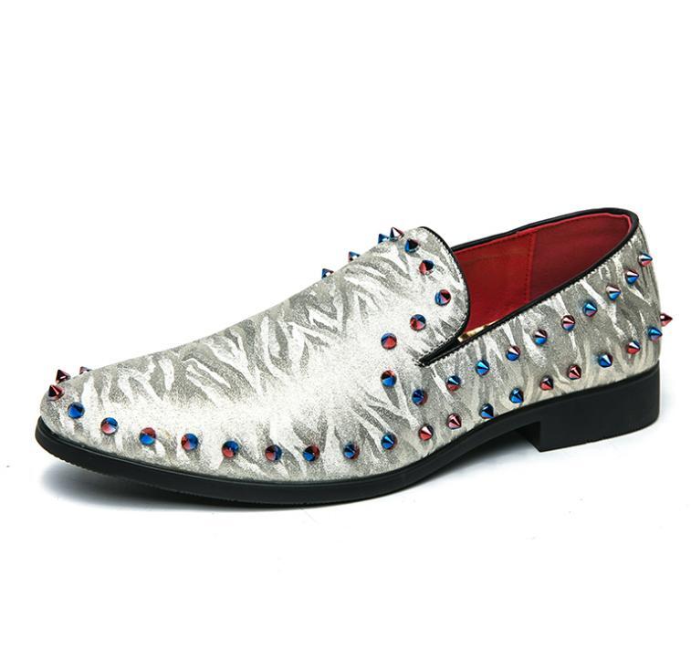 SAOLA Mocassino da uomo paillettes sbrinato punta punta punta rivetto scarpa da discoteca