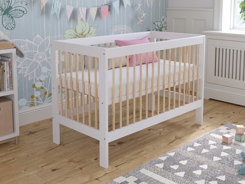 Luca White Baby Cot Bed 120x60cm with Aloe Vera Mattress - Picture 11 of 25