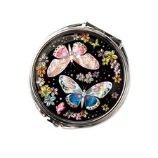 Butterfly Pattern Cosmetic Makeup Portable Pocket Compact Travel Hand Mirror