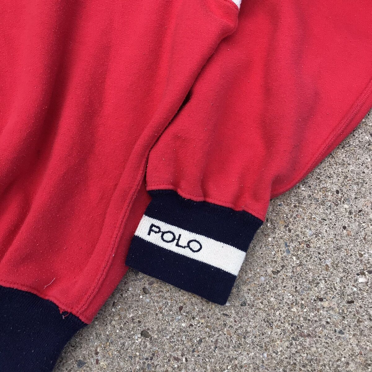 RARE Vintage Polo Ralph Lauren P Wing Stadium 93 Red Sweater RARE Vintage Polo Ralph Lauren P Wing Stadium 93 Red Sweater