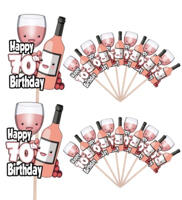 25 Stück Rotwein Party Cake Topper Set – Cupcake Deko Für Wein-Geburtstag