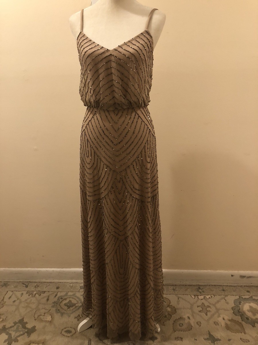 Adrianna Papell Embellished Blouson Gown Size