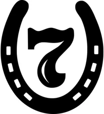 Lucky 7 Horseshoe Vinyl Sticker Decal Luck Race Horse Shoe - Choose Size & Color