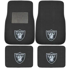 New 4pcs NFL Las Vegas Raiders Car Truck Front Rear Carpet Floor Mats Set