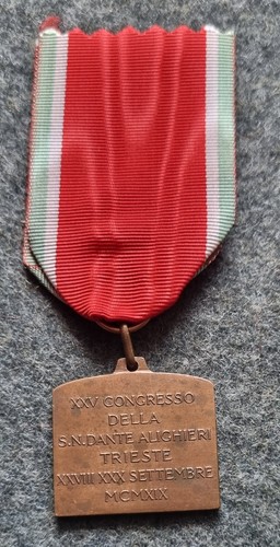 REGNO D'ITALIA MEDAGLIA SOCIETÁ NAZIONALE DANTE ALIGHIERI CONGRESSO TRIESTE 1919 - Picture 4 of 15