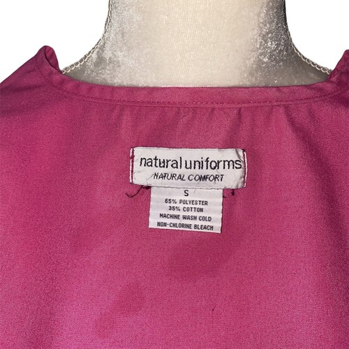Natural Uniforms Scrub Top Only Womens Small Pink Short Sleeve Cotton Blend - Picture 5 of 5