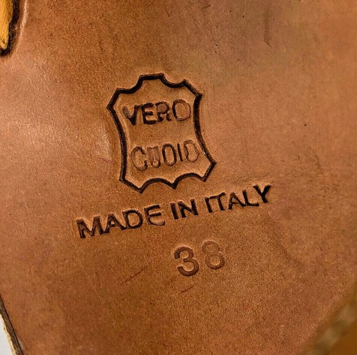 La Botteguccia Da Giovanni Positano Leather Wedge Sandals EU 38 US 7.5 Tan Italy - Picture 9 of 12