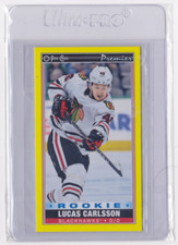 2020-21 O-PEE-CHEE PREMIER TALLBOYS RC YELLOW SP LUCAS CARLSSON #P-43 BLACKHAWKS