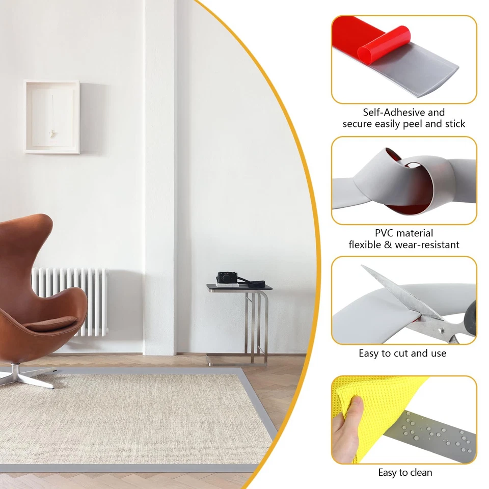 Profilé de transition imperméable et autocollant en vinyle 3 m x 5 cm de larg... Foto 3 de 4