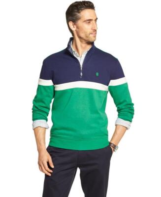 NEW MENS IZOD ADVANTAGE SPORTFLEX FLEECE QUARTER ZIP PULLOVER
