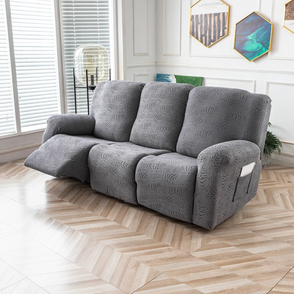Recliner Chair Cover,Stretch Sofa Cover 3 Seater With Arm Rest, Couch Cover Soft - Image 3 of 4