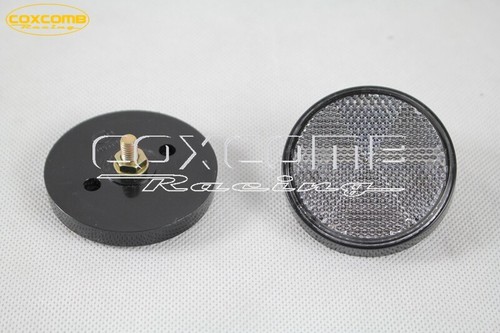 1 Pair Universal 60mm PMMA Round Reflector Motorcycle ATV Dirt Bike Truck White - Picture 6 of 6