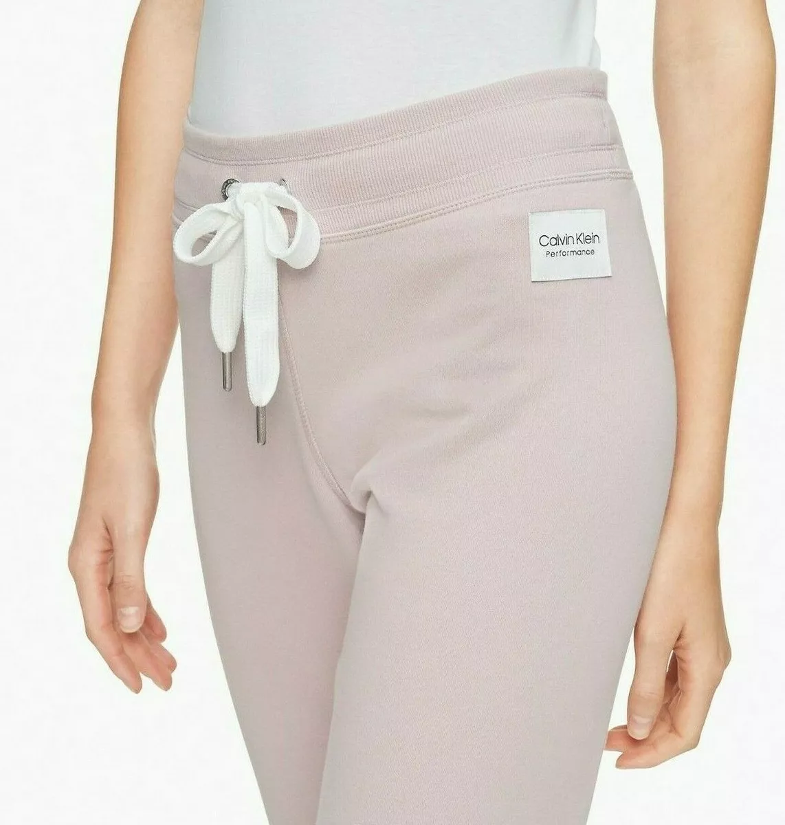 $59 Calvin Klein Womens L Performance Logo Patch Joggers Pink Super Soft  Fleece