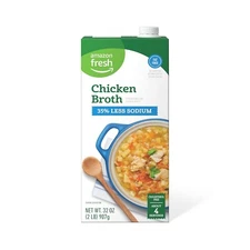 Amazon Fresh, 35% Less Sodium Chicken Broth, 32 Oz