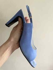 Charles Jourdan Vintage Blue Suede Sling Back Heels size 10B/ EU40/ UK7 or 7.5