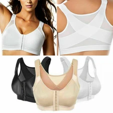 Women Posture Corrector Bra Full Coverage Front Closure Wire Free Back Plus Size