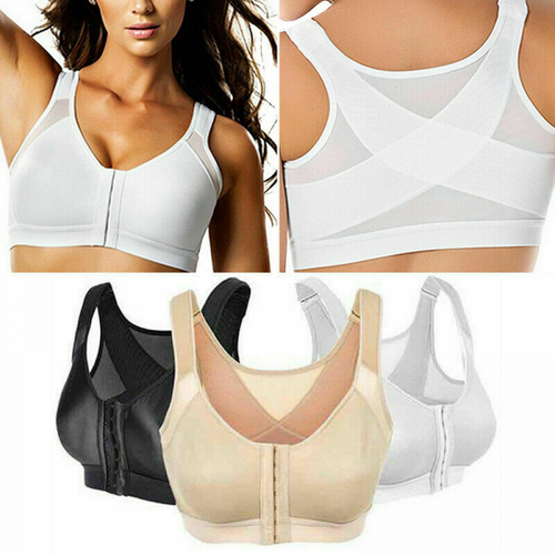 Soutien-gorge correcteur de posture pour femmes couverture complète fermeture avant fil dos sans fil taille plus - Photo 1/15