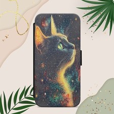 BLACK CAT STARS NIGH PHONE CASE FOR IPHONE SAMSUNG PIXEL FLIP WALLET