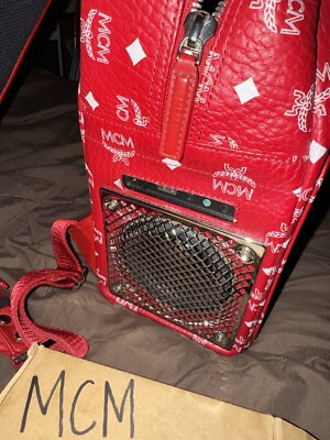 MCM x WizPak Backpack Bluetooth Speaker Monogrammed Logo Red/White