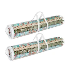Wrapping Paper Storage - Set of 2 Organizers for 50 Rolls of Gift Wrap - Clea...