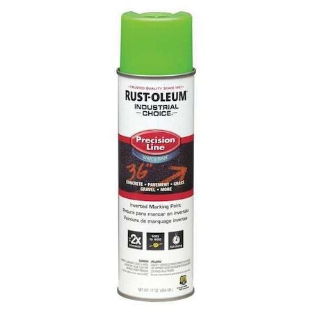 Rust-Oleum 203032 Precision Line Marking Paint, 20 Oz, Fluorescent Green, Water