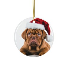 Hanging Ceramic Christmas Tree Ornament - Dogue de Bordeaux Puppy Design