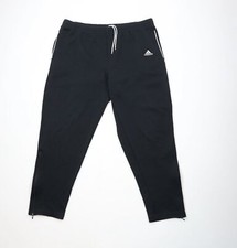 Vintage 90s Adidas Mens XL Spell Out Tapered Leg Soccer Warm Up Pants Black