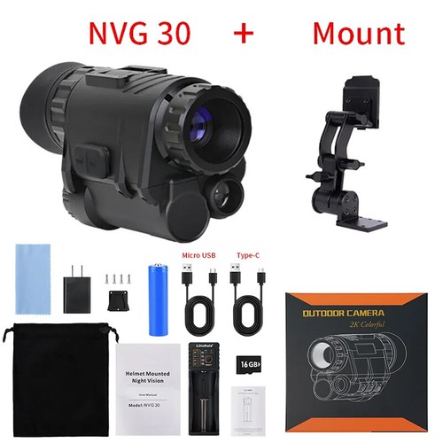 NVG30 Helmet Night Vision Monocular Wide View 40° 940nm IR WIFI Digital Starligh - Picture 5 of 19