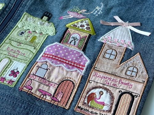 Vintage Monsoon Princess Fairy Shopping Appliqué Denim Jacket & Skirt 8 - 10 Y2K - Picture 5 of 15