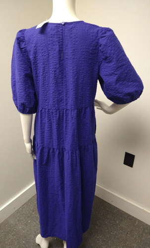 OLD NAVY Gauze Prairie Midi Dress Medium Tall Blue Tiered Boho Peasant NWT - Picture 2 of 8